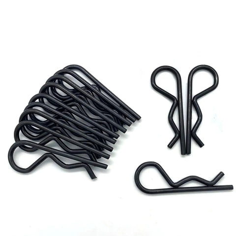 Heavy Duty 12 Pack R Clips For Trailers Trucks Carts And Mowers 60mm Long 3mm Wire Diameter Zinc Black Finish 4.8 Carbon Steel
