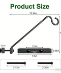 Heavy Duty Deck Hook Railing Bird Feeder Hanger With Rustproof Coating For Flower Baskets And Outdoor Patio Decor Built Like A Tank With Zero Drill Install Holds Twenty Two Pounds No Sweat Setup size dimensions and screws.