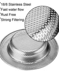 Two Pack Sink Strainer Basket With Handle Four Point Five Inch Diameter Stainless Steel Rust Free And Dishwasher Safe