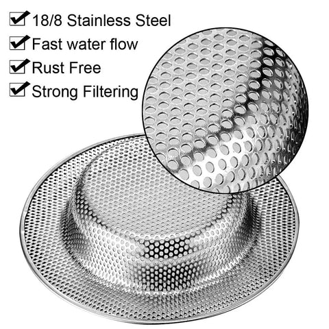 Two Pack Sink Strainer Basket With Handle Four Point Five Inch Diameter Stainless Steel Rust Free And Dishwasher Safe