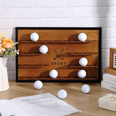 Personalized Golf Ball Display Frame With DIY Letter Stickers Holds 28 Balls Wall Mounted Cabinet Rack Perfect Gift For Golfers