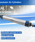Mini Pneumatic Cylinder MAL25x125 Aluminum Double Acting With Single Rod And Adjustable Buffer 25mm Bore 125mm Stroke
