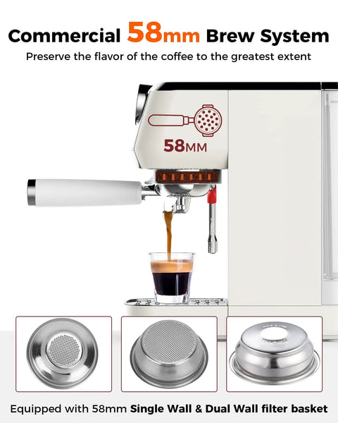 58mm Dual Boiler Espresso Machine Workhorse With Quick Milk Frothing PID NTC Temp Control 20 Bar ULKA Pump with 58mm filter baskets