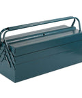 Front view of 17 Inch Cantilever Tool Box With 5 Trays Portable Metal Organizer For Tools Heavy Duty Steel Construction, closed.