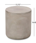 Cylindrical Outdoor Side Table In Light Gray For Patio And Backyard Modern Durable End Table With Smooth Design Weather Resistant