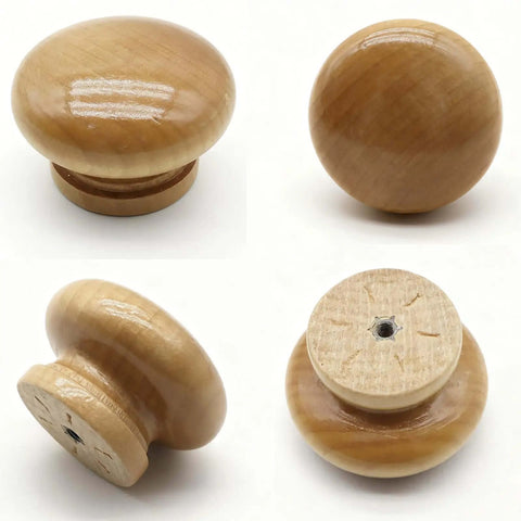 Six Pack Wood Cabinet Knobs Set With 1.77 Inch Mushroom Style Dresser Pulls Includes 1 Inch And 1.75 Inch Screws
