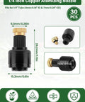 Detailed view of Thirty Piece One Quarter Inch Quick Connect Brass Misting Nozzles Set for Drip Irrigation Sprayer Copper Atomizing Nozzle