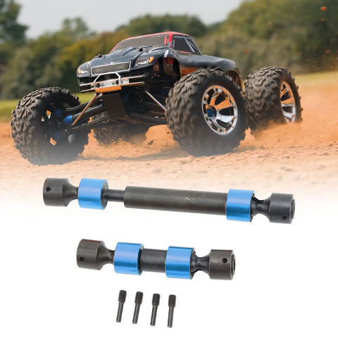 Traxxas Compatible Center Drive Shaft Splined Universal Steel CVD Driveshaft For REVO 3.3 Summit E REVO 2.0 T MAXX RC Cars Adjustable Front 3.11 To 3.62 Inches And Rear 5.08 To 6.3 Inches High Performance Drivetrain Upgrade Blue, steel RC axle shafts with screws