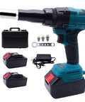SignalSparkle Brushless Cordless Rivet Gun 21V With Two Batteries and accessories, ideal for metal fastening and DIY projects.