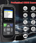 OBD2 Scanner Diagnostic Tool With Code Reader And Voltage Tester for cars and trucks next to interface display