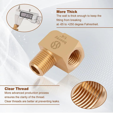 Two Pack One Quarter Inch NPT Brass Fittings 90 Degree Street Elbow Male To Female Pipe Adapter Forged Brass Barstock