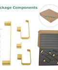 Brass Bathroom Hardware Set In Brushed Gold With Towel Ring Towel Bar Toilet Paper Holder And Robe Hook in packaging