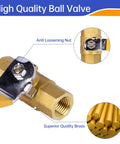 Close-up of Six Pack One Quarter Inch Brass Ball Valve Heavy Duty Shut Off Valve NPT Female Full Port For Water Oil Gas Pipe Fitting