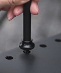 Close-up of adjusting screw on Collapsible Lantern Stand For Camping And Backyard, Portable Adjustable Light Pole With Aluminum Hook And Ground Stakes