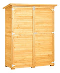 Rugged Outdoor Wood Storage Shed With Waterproof Roof And Metal Frame, Double Lock Doors And Shelves, Wooden Garden Tool Cabinet