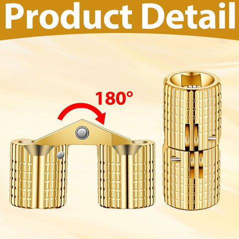 Hidden Brass Barrel Hinges For Wooden Boxes, 180 Degree Opening, Compact Size, Smooth Latching For Craft Projects And Jewelry Boxes, Includes 12 Screws, Six 8mm Screws