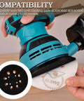Replacement Sander Pad And 25 Sanding Discs Set For Orbital Sander Models BDERO600 BDERO100, showing pad application.