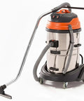 Professional Industrial Wet Dry Shop Vac With Dual 2000 Watt Motors And Massive 21 Gallon Tank on wheels with stainless steel drum.