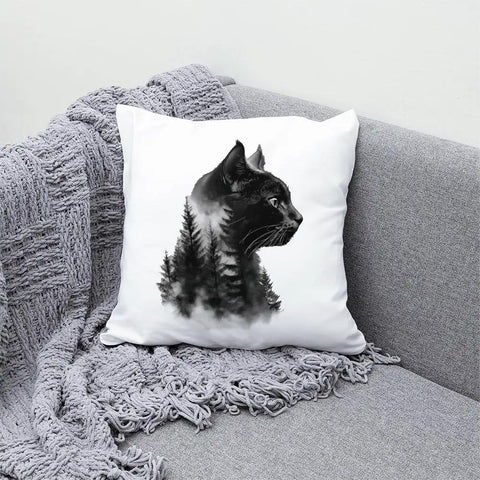Forest Animal Iron On Transfer 4 Pack For Clothing And DIY Projects Bear Cat Leopard Wolf Heat Transfer Stickers on couch pillow