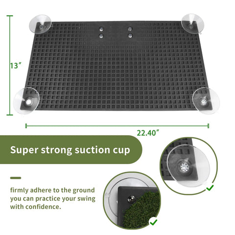 Golf Swing Trainer With 5 Height Adjustments For Indoor Practice showing rubber base with suction cups for stability.
