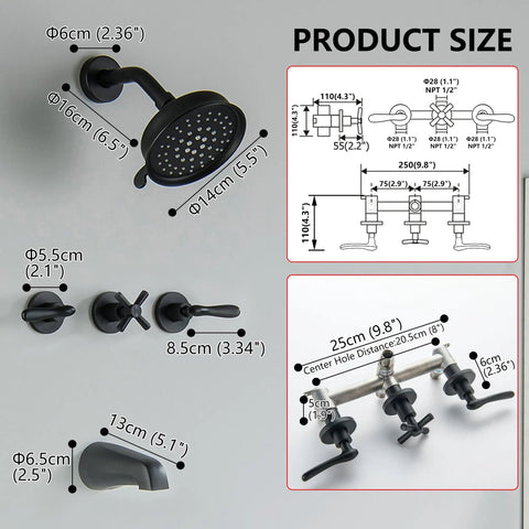 Knockout Matte Black Three Handle Shower Faucet Set With Tub Spout And Included Wall Valve Slick Vintage Design Dead Solid Build Straightforward Install Big Time Bathroom Refresh