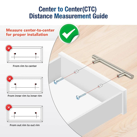 Guide for installing Six Pack 5 Inch Cabinet Pulls With 3 Inch Hole Centers Stainless Steel Drawer Handles, brushed nickel finish.