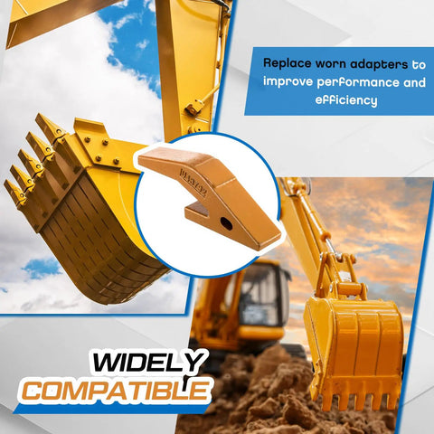 4 Piece Backhoe Bucket Teeth Adapter Set For U43792 Series Excavators And Skid Steers with focused detail on adapter.