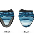 Hot Kitchen Gear Mini Oven Mitts With Non Slip Silicone Grip And Heat Resistant Cotton Padding For Safely Handling Pans Pots And Baking Trays Up To 500 Degrees F in blue wave design, showing front and back view.