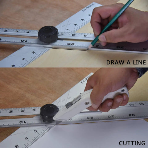 Foldable Triangle Ruler And Square Set For Carpentry And Woodworking, 24 Inch Aluminum Frame, used for precise line drawing and cutting