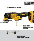 20V Max Cordless Tool Combo Kit with Oscillating Tool and brushless motor with variable speed trigger