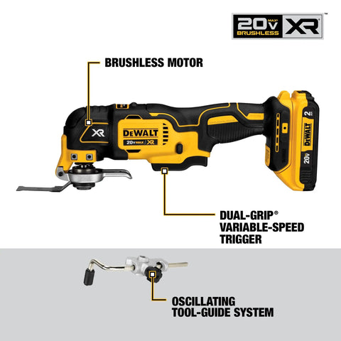 20V Max Cordless Tool Combo Kit with Oscillating Tool and brushless motor with variable speed trigger