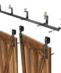 Ceiling Mount Sliding Barn Door Hardware Kit For Low Ceiling With L Shape Brackets, 6 Ft Track, Fits 18 Inch Wide Double Wood Doors