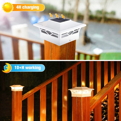 12 Pack Solar Post Cap Lights For Outdoor Decks And Fences, Waterproof Post Caps For 4x4 And 6x6 Wooden Or Vinyl Posts, Dual Warm White And Cool White Modes, Bright LED, Easy Install, Plug And Play, Docks Patios And Gardens.