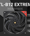 TL-B12 Extrem 120mm CPU Fan Cooler With 3150RPM High Speed PWM front view showing rubber damping and static pressure design.