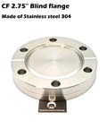 CF 2.75 Inch Blind Flange With Through Holes, Non Rotatable Blank Flange In Stainless Steel 304, Vacuum Grade, Pack Of 1, Requires Copper Or Silver Gasket For Seal. top view