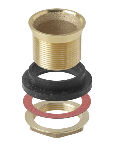 Heavy Duty 1.5 Inch Closet Spud Assembly For Toilets, Metal Construction, shown with all hardware for easy installation