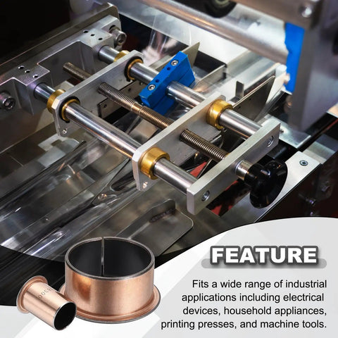 60 Pack Flanged Sleeve Bearings, 12Mm Bore X 14Mm Od X 9Mm Length, Self Lubricating Sintered Bronze Bushings on machinery.