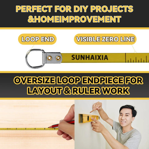Diameter And Circumference Tape Measure with Locking Push Button, loop end and visible zero line for easy readings on various objects