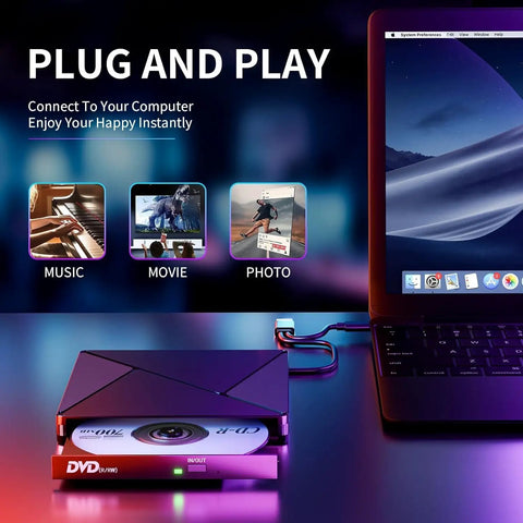 Plug And Play External DVD CD Drive For Laptop And Desktop USB 3.0 USB C Portable Burner DVD Reader Writer ROM with Mac laptop
