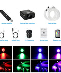Dope Twinkle Meteor Shooting Star Fiber Optic Kit With 16W Light, RGBW, components including fibers, plugs, remote, and connectors