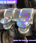 2 Inch Exhaust Clamp Kit Stainless Steel Muffler Clamp Universal Butt Joint Band Flange Connector Sleeve installed on pipe
