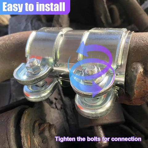 2 Inch Exhaust Clamp Kit Stainless Steel Muffler Clamp Universal Butt Joint Band Flange Connector Sleeve installed on pipe