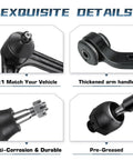 Ram 1500 2WD Front Upper Control Arm With Ball Joints Kit For 2002 2003 2004 2005 Dodge Ram 1500 Includes Outer Tie Rod End And Inner Tie Rod End Sway Bar Links Suspension Kit 10 Piece, black steel arm close-up