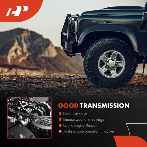 SUV with visible transmission gears, showcasing benefits of a good transmission including noise reduction and extended engine lifespan.