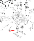 Diagram showing parts for outdoor power equipment, highlighting Heavy Duty Shoulder Bolt Replacement Kit Two Pack, Hardened Steel With Zinc Coating