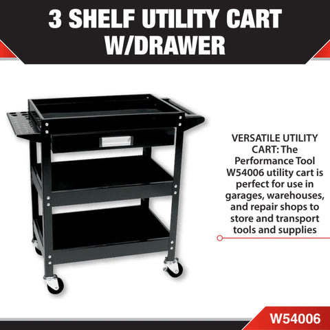 Heavy Duty Beast Of A 23 By 16 Inch 3 Shelf Utility Cart With Drawer Four Swivel Casters And Two Locking Casters Organizer Shelf