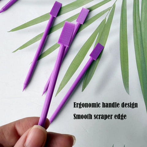 Purple Cookie Scribes And Scrapers Set Of 6 Baking Decorating Tools For Royal Icing Detail Work to smooth corners; ergonomic handles.