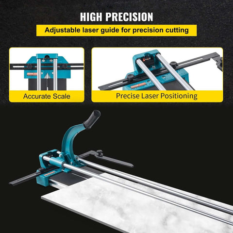 48-inch manual tile cutter with laser guide and tungsten wheel on an all-steel frame for porcelain and tile cutting