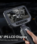 5 Inch Articulating Borescope With 1080P Inspection Camera And LED Light, flexible probe, 5-inch IPS LCD display in hand