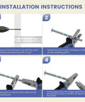 Installation instructions for 10 Pack Black Aluminum Finger Pulls for Cabinets and Kitchen Drawers with step-by-step visuals.